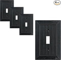 4-Pack Classic Beadboard Single Toggle Light Switch Cover Plate, Unbreakable Polycarbonate Decorative Switch Plate Covers, Matte Black 1 Gang Wall Plate