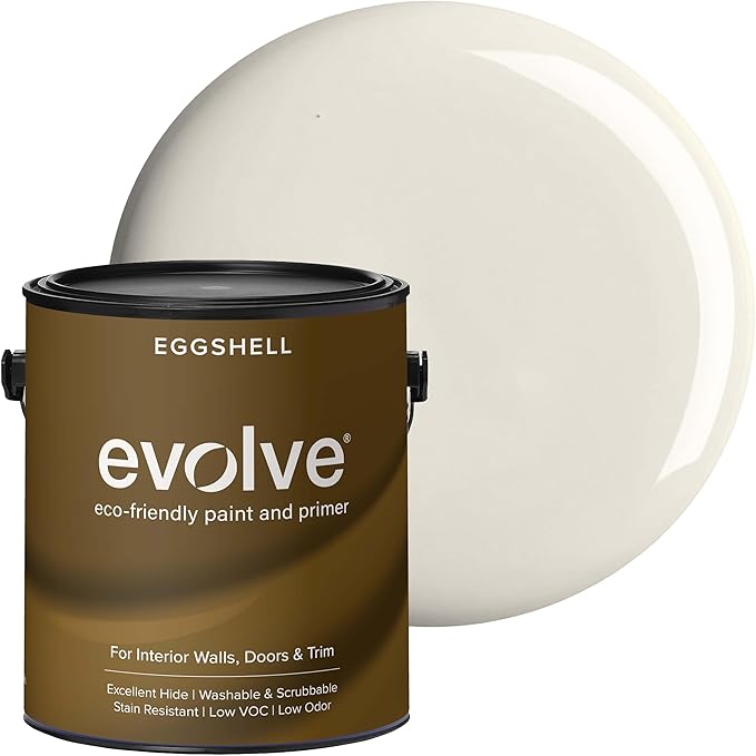 EVOLVE Interior Paint & Primer, Eggshell (Heritage Gray), 1 Gallon – One-Coat Coverage, Excellent Hide, Low VOC, Low Odor, Washable Paint for Walls, Doors & Trim