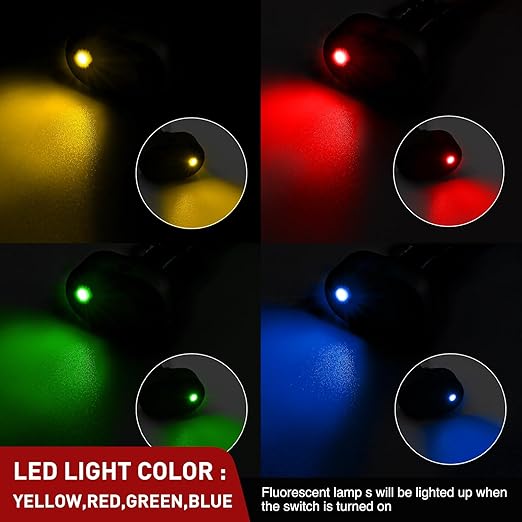 Nilight 5PCS LED Lighted Rocker Switch 12V Illuminated ON Off Toggle Switches 30A 3Pin SPST Oval Shaped 12mm Hole Red Yellow Blue Green for Car Truck RV Motorcycles Marine Boats