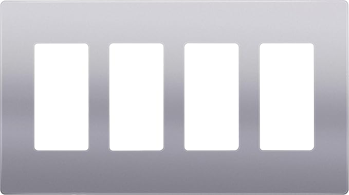 ENERLITES Elite Series Screwless Decorator Wall Plate Child Safe Outlet Cover, Gloss Finish, Size 4-Gang 4.68" H x 8.30" L, Unbreakable Polycarbonate Thermoplastic, SI8834-SV, Silver