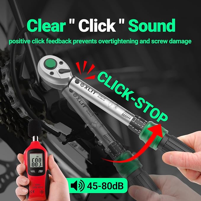 1/4" Drive Click Torque Wrench, 20-240 in.lb/2.3-27 Nm, Dual-Direction Adjustable 72 Tooth Ratchet, ±3% Accuracy Small Torque Wrench for Bike and Motorcycle