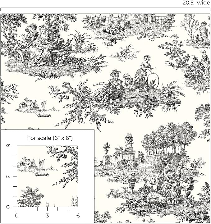 NextWall Chateau Toile Peel and Stick Wallpaper (Inkwell)