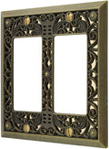 Amerelle 65RRAB Filigree Wallplate, 2 Rocker, Cast Metal, Antique Brass, 1-Pack