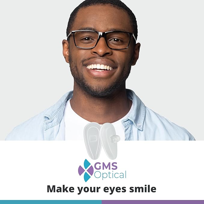 GMS Optical Comfort Line - 8mm/17mm Large Length - Air Bag Screw-in Soft Silicone Nose Pads for Glasses, Sunglasses, Glasses Repair Kit with Screws, Keep Glasses from Sliding (5 Pair)