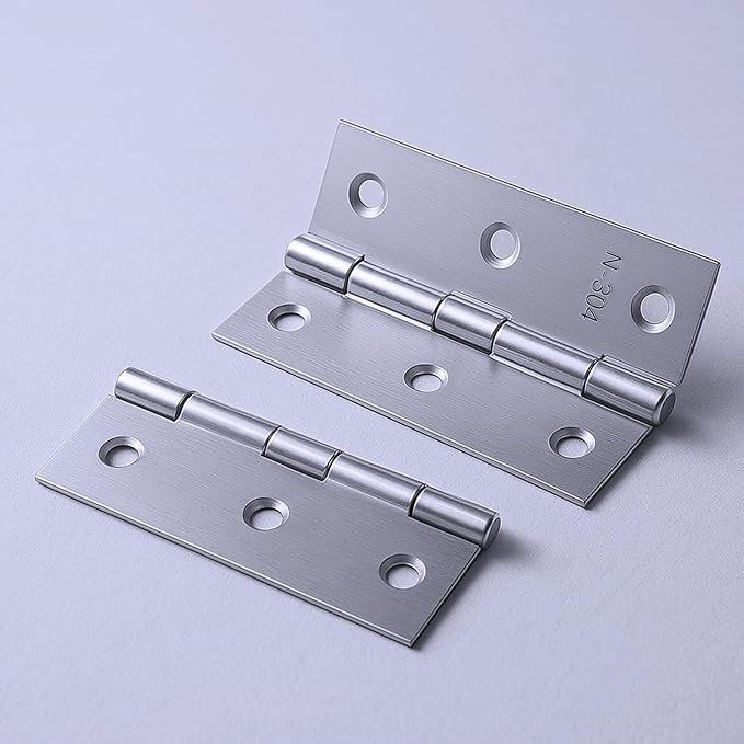 2 Pcs 3" Stainless Hinges,Stainless Steel Folding Butt Hinges Door Hinges with 12pcs Stainless Steel Screws Window and Door Hinges for Doors Wooden Boxes Windows (Silver)