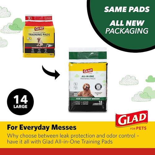 Glad for Pets Black Charcoal Puppy Pads, All-in-One | Puppy Potty Training Pads That Absorb & NEUTRALIZE Urine Instantly | New & Improved Quality Puppy Pee Pads, 14 Count - 2 Pack