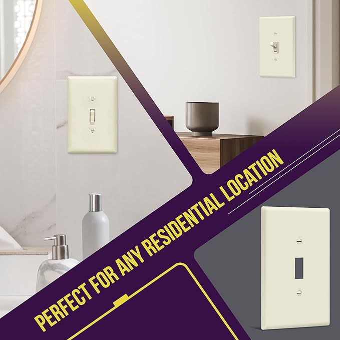 ENERLITES Toggle Light Switch Wall Plate, Gloss Finish, Jumbo Switch Cover, Oversized 1-Gang 5.5" x 3.5", Unbreakable Polycarbonate Thermoplastic, 8811O-LA, Light Almond