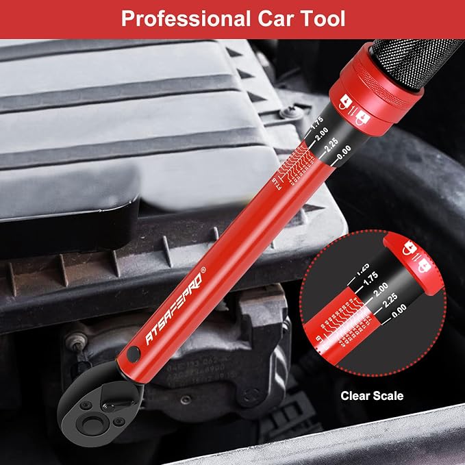 3/8-Inch Drive Click Torque Wrench,Dual-Direction Adjustable,72-Tooth Dual Range Scales-5-50Ft-Lb/6.8-68Nm,Quick Release Ratchets