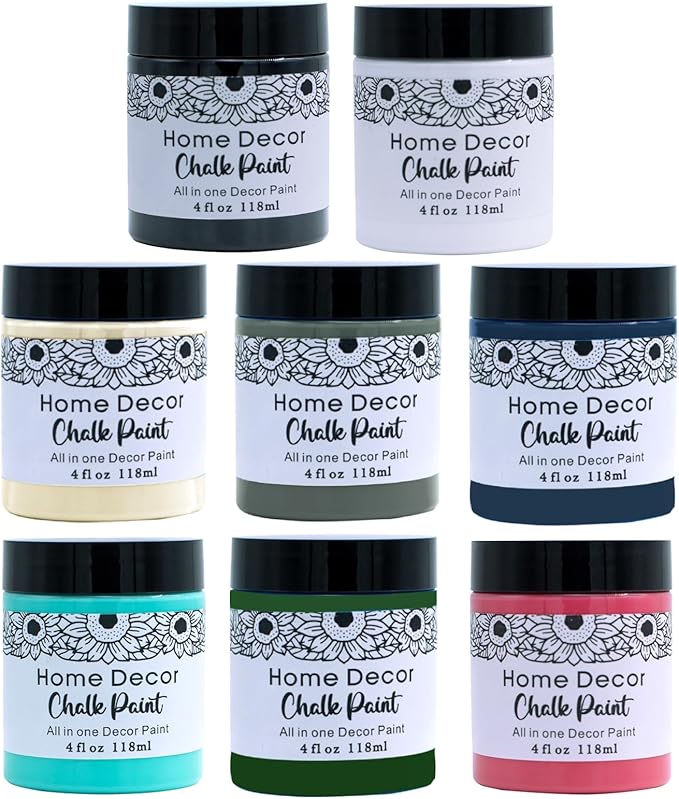 8 * 4OZ PCS Cream Furniture Paint Cream Matte Finish Wood Cabinet Sea Blue Chalk Paste Odorless No Sanding DIY Home Decor Chalk Paint For Wooden Furniture, Crafts, Table, Chair