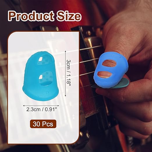PATIKIL Finger Tip Covers Cots, Light Blue Silicone Finger Protectors Gloves Breathable Reusable Fingertip Caps with Air Holes for Dry Skin Finger Cracking, XL, 30 Pcs