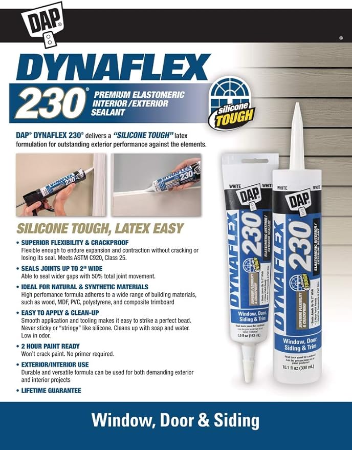 12 Pack of 10.1 oz Dap 18412 Dynaflex 230 Cedar Tan Premium Window, Door, and Trim Sealant