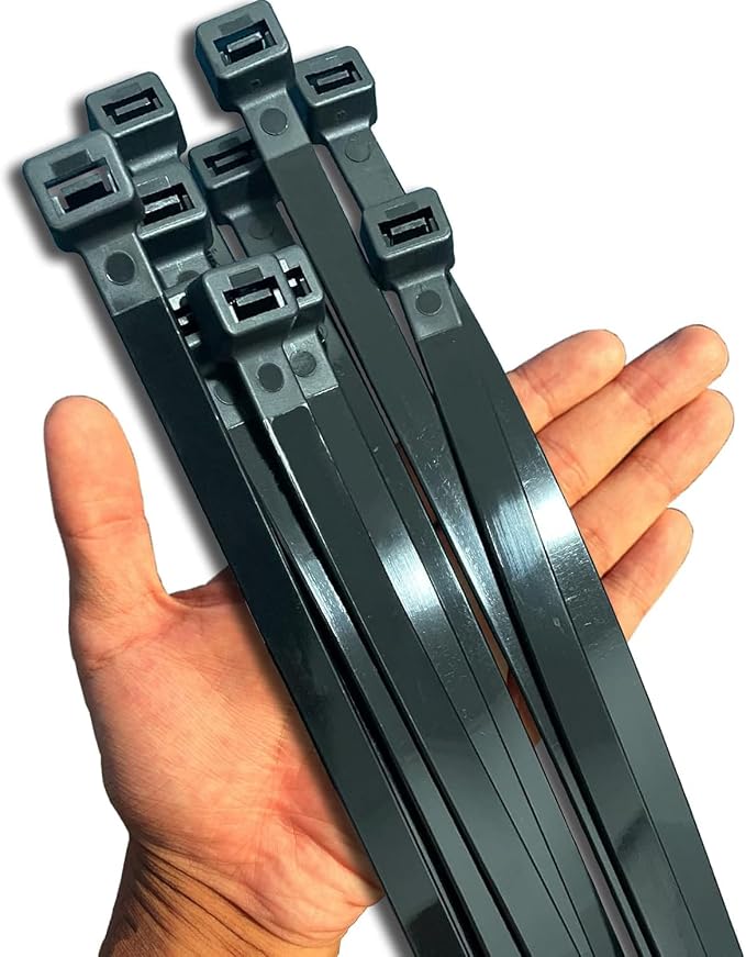 250lb Large Zip Ties Heavy Duty 24 Inch (Actual 25.5 In) Outdoor, Black Long Cable Tie Wraps Plastic Wire Ties Wide Big Strong Thick Zipties 40 Pack