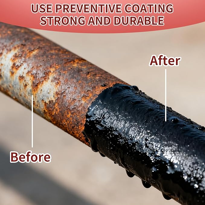 Black Rust Converter Paint for Metal: 10.5oz * 2 Rust Reformer Paint Weatherproof Preventive Water Based Anti Rust Primer for Metal Surfaces with Brush