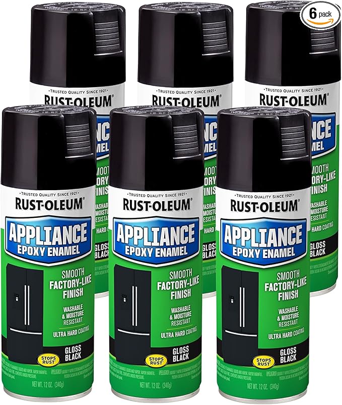 Rust-Oleum 7886830-6PK Specialty Appliance Epoxy Spray Paint, 12 oz, Black, 6 Pack