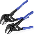 WORKPRO Pliers Wrench Set, 7 & 10-Inch CR-V Construction Wrench Pliers | High Lever Ratio Parallel Smooth Jaw Pliers, Push-Button Quick Adjust, Groove Lock Mechanism for Plumbing, Automotive & DIY