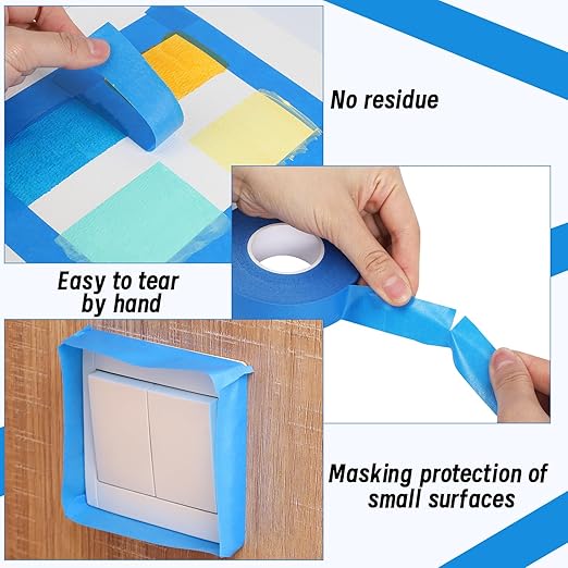 4 Rolls Blue Painters Tape, 1Inch x 55 Yards - Multi-Surface Masking Tape for Wall Painting & DIY Home Use