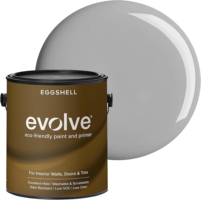 EVOLVE Paint & Primer: Environment-friendly, Low Sheen with One-coat Coverage for Interior & Exterior surfaces (Graphite Gray, 1-Gallon)