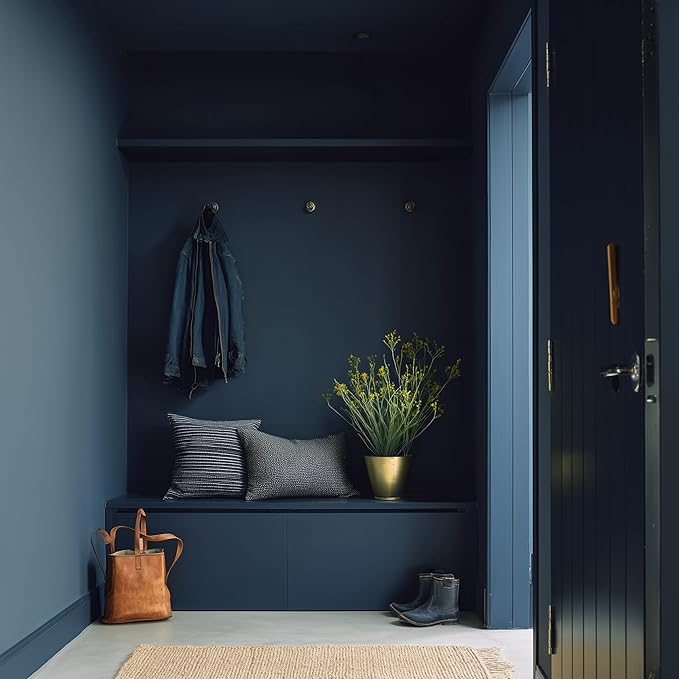 EVOLVE Interior Paint & Primer, Eggshell (Deep Blue), 5 Gallon – One-Coat Coverage, Excellent Hide, Low VOC, Low Odor, Washable Paint for Walls, Doors & Trim