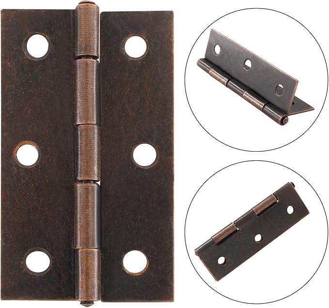 Murtenze 12 Pack 2.5 Inch Door Hinge Cabinet Hinge, Red Bronze Butt Hinges Ball Bearing Hinges Window Hinges Outdoor Hinges with Mounting Screws