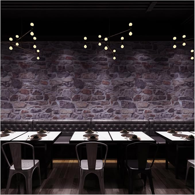 Pink Brick Wallpaper Peel and Stick Realistic Textured Rock Stone Vinyl Wall Paper Faux Brick Look Wall Covering Self Adhesive Contact Paper Embossed Vintage Removable 23.6" X 193"