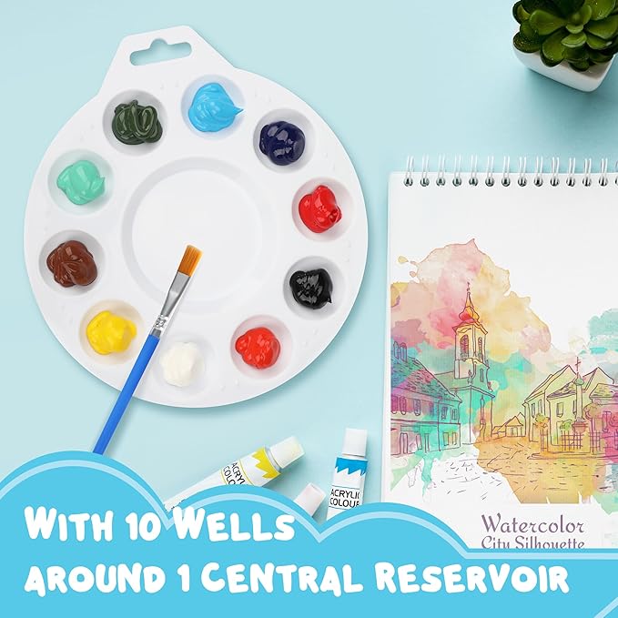 Halobios Paint Tray Palettes, Plastic Paint Pallets with Hanging Hole for Children or Students to Paints on School Project, Art Class or Have a Birthday Painting Party -12pcs