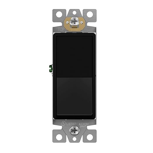 ENERLITES Decorator Paddle Rocker Light Switch, Gloss Finish, Single Pole, 3 Wire, Grounding Screw, Residential Grade, 15A 120V/277V, UL Listed, 91150-BK, Black