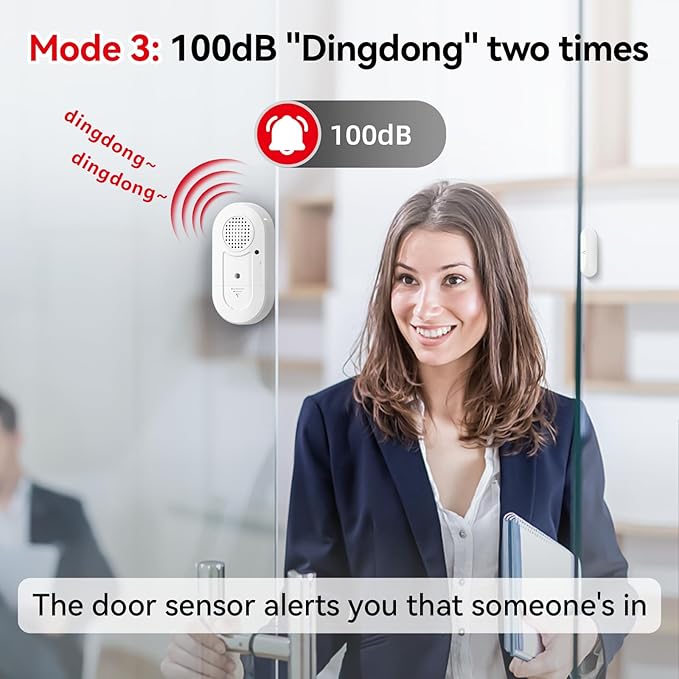 Sanjie Door Window Alarms - 5 Pack,110dB,Volume Control,Window Door Open Alarm Sensors for Kids Safety/Dementia/Pool,Wireless Sensors Keep Your Home Security,Easy to Install,Long Battery Life