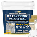 Rubber Liquid Waterproof Sealant, TUFINEIN 11 LB/5 KG Neutral Gray Quick Drying Multi Surface Foundation Leak Repair - Roof Gutters Basement Sealer Waterproof - Indoor & Outdoor Flexible Rubber Paint