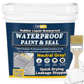 Rubber Liquid Waterproof Sealant, TUFINEIN 53oz/1.5kg Neutral Gray Quick Drying Multi Surface Foundation Leak Repair - Roof Gutters Basement Sealer Waterproof - Indoor & Outdoor Flexible Rubber Paint
