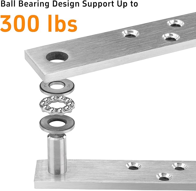 HBL' Pivot Hinge Heavy Duty Hidden Door Hinge for Wooden Secret Door, Stainless Steel and 300LBS Load Pivot Door Hardware for Bookcase/Bookshelf with 360 Degree Rotation.