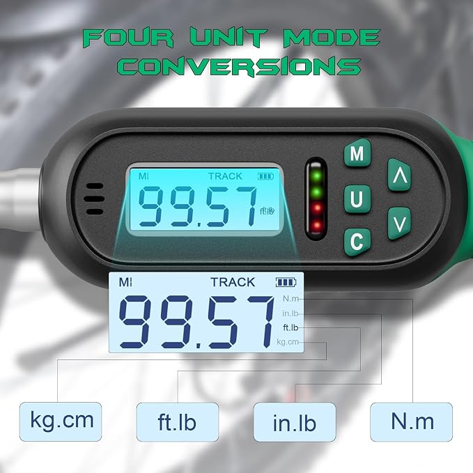 1/2 Inch Drive Digital TorqueWrench, 5.02-99.57Ft.lb/6.8-135N.m, Electronic Torque Wrench with Preset Value, Buzzer & LED Indicator, ±2% Accuracy Torque Wrench for Bike, Motorcycles