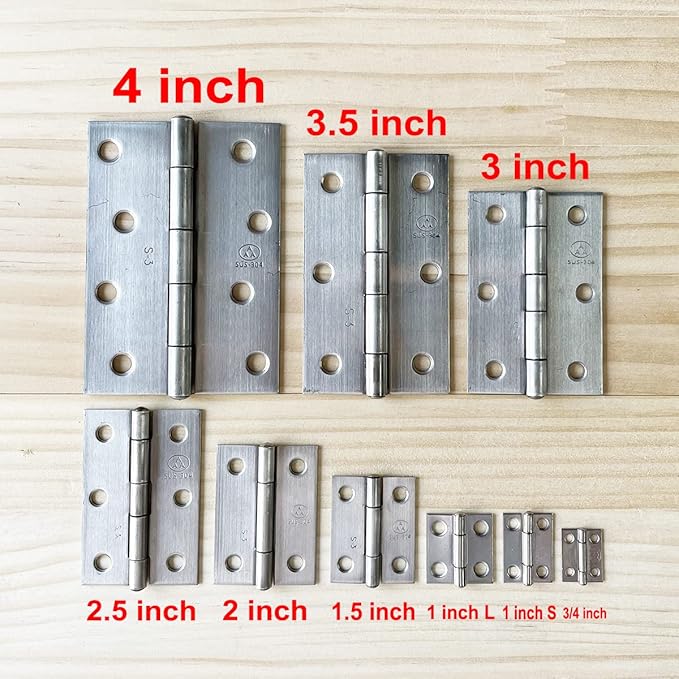 4pcs 304 Stainless Steel 3-inch Folding Butt Hinges Home Furniture Hardware Door Hinges for Door Case Lid Wooden Box Chest (75mm x 50mm x 1.5mm)