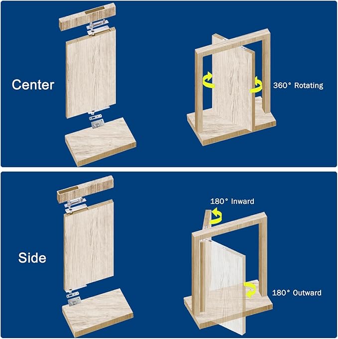 330 LBS Pivot Hinge Set with Door Catch for Large & Heavy Wood Doors – HBL’ Hidden Pivot Door Hardware for Bookshelves, Built-in Ball Bearings for Smooth & Quiet Operation.