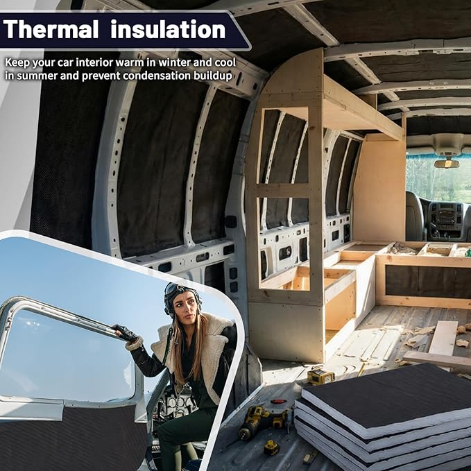 5 x 15ft Van Insulation, Soundproof Thermal Barrier for Camper Van Conversions for Various Sizes of Rvs and Trucks