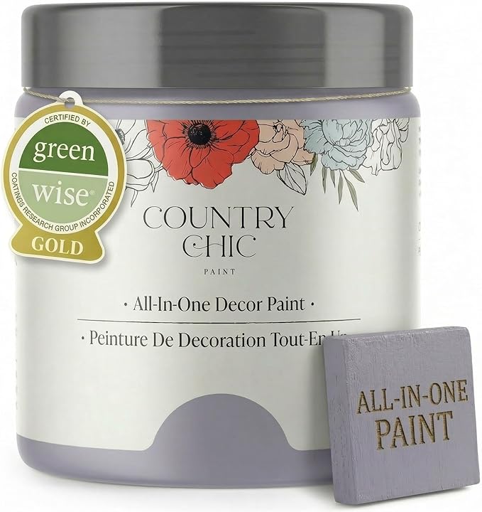 Country Chic All-in-One Chalk Paint for Furniture, Cabinets, Home Decor, Eco-Friendly, Matte Finish, Built-In Primer & Top Coat for Wood, Metal - Wisteria (Light Purple) - 4 oz (118 ml)