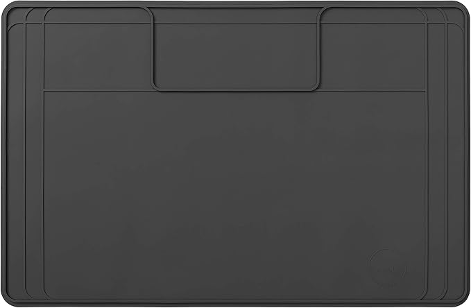 The Original Under Sink Mat - Silicone Waterproof mat, Trimmable, Easy to Clean, Kitchen cabinet liner, Under sink protector mats, Drip Tray with Lip (Dark Gray, 31" x 22")
