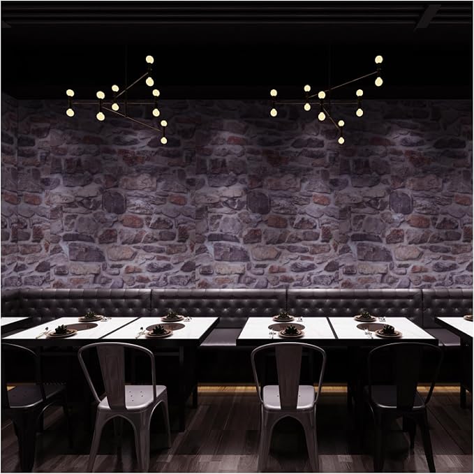 Stone Brick Wallpaper Peel and Stick Backsplash Self-Adhesive Removable Vinyl Pink Faux 3D Stone Look Wall Paper Faux Home Decorations 23.6" X 393"