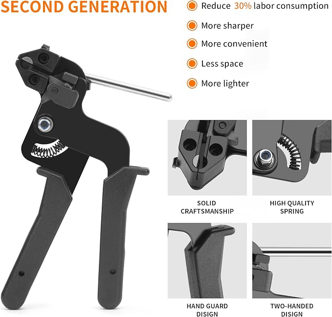 Metal Zip Tie Tool Set，Stainless Steel Cable Tie Gun Kit with 200pcs 12inch Metal Zip Ties heavy duty outdoor(300LBS) and Industrial Cutting Tool,Corrosion Resistant for Fence, Pipe, Industrial Use