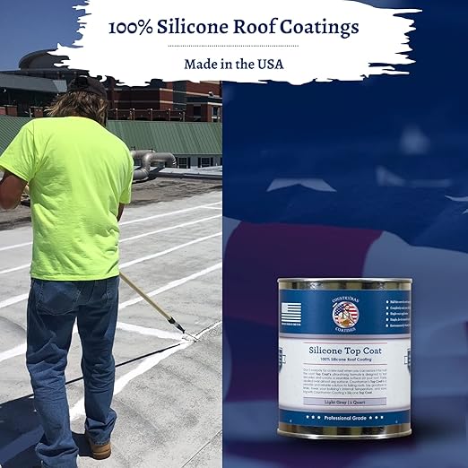 100% Silicone Roof Coating for RVs, Campers & Flat Roofs - Waterproof Seal for Leaks, Cracks & Seams - Ponding Water Resistant - Quart Light Gray