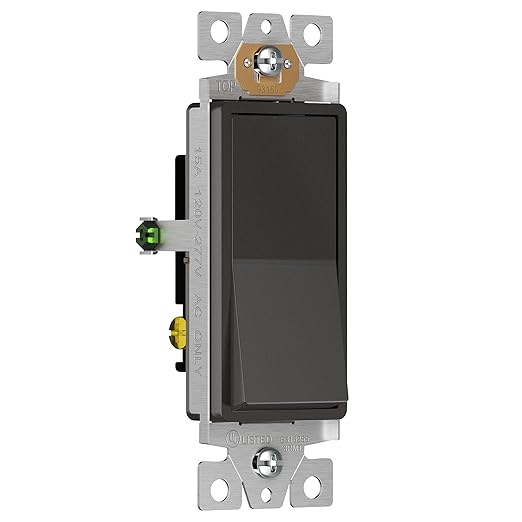 ENERLITES 3-Way Decorator Paddle Light Switch, Gloss Finish, Single Pole or Three Way, 3 Wire, Grounding Screw, Residential Grade, 15A 120V/277V, UL Listed, 93150-DB, Dark Bronze