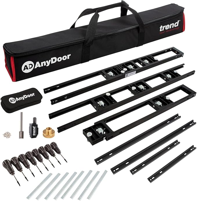 Trend 9ft AnyDoor Butt Hinge Template Kit, Adjustable Router Jig for Accurate Door and Frame Hinge Recessing, Fits Square and Radius Hinges, H/JIG/D9