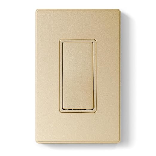 ELEGRP Matte Champagne Gold 3 Way Decorator Light Switch, 15A 120-277V, Paddle Rocker Switch Replacement, On/Off Wall Switch, Self-Grounding, Residential Grade, with Mid Wall Plate, UL/CUL, 1 Pack