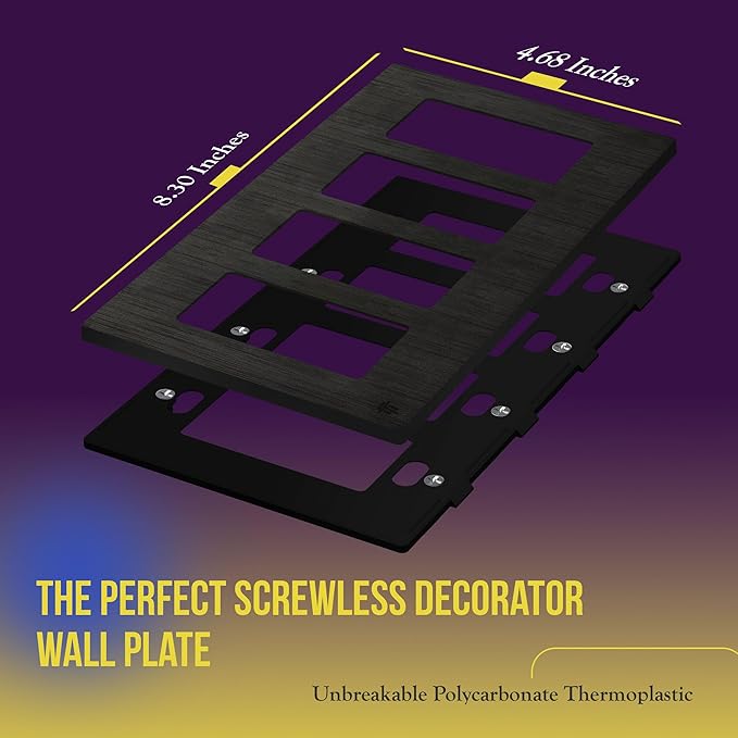 ENERLITES Elite Series Screwless Decorator Wall Plate Child Safe Outlet Cover, Gloss Finish, Size 4-Gang 4.68" H x 8.30" L, Unbreakable Polycarbonate Thermoplastic, SI8834-BDB, Brushed Dark Bronze