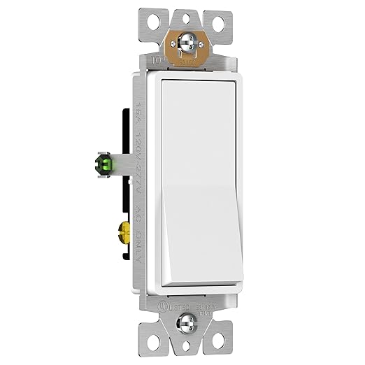 ENERLITES 3-Way Decorator Paddle Light Switch, Single Pole or Three Way, 3 Wire, Grounding Screw, Residential Grade, 15A 120V/277V, UL Listed, 93150-W-40PCS, White (40 Pack)