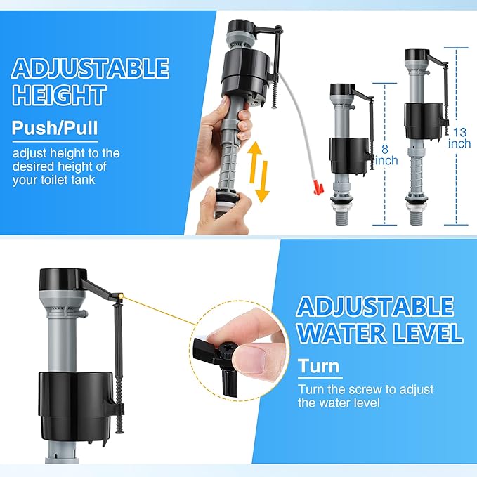 Saillong 3 Inch Toilet Flusher Replacement Kit, Include 3 Inch Adjustable Flush Valve with Flapper, Fill Valve, Front Flush Handle, Rubber Gasket, Bolts, Complete Toilet Parts Inside Tank Kit (2 Pack)