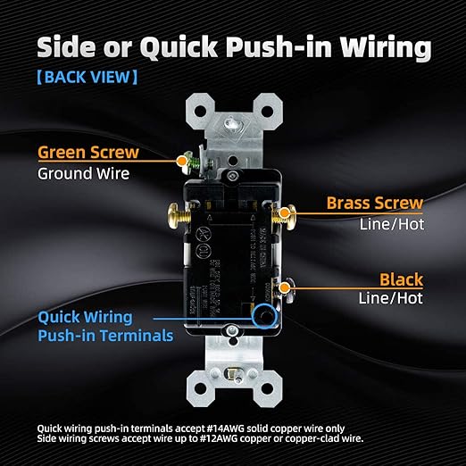 ELEGRP 3 Way Toggle Light Switch with Plate - 15 Amp, 120V Quiet AC Switch - In Wall On/Off, Self-Grounding - Residential & Commercial Grade, UL Listed (5 Pack, Glossy Black)