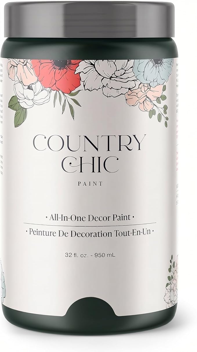 Country Chic All-in-One Chalk Paint for Furniture, Cabinets, Home Decor, Crafts, Eco-Friendly, Matte Finish, Built-In Primer & Top Coat for Wood, Metal - Envious (green) Quart (32 oz)