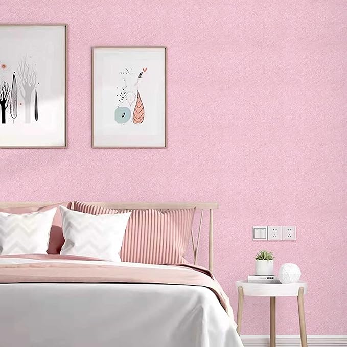 Abyssaly Pink Wallpaper Stick and Peel Removable Self Adhesive Pink Wall Paper Embossed Home Decorative Wallpaper for Girls Solid Color Shelf Drawer Liner Paper 15.7 inch X 196.8 inch