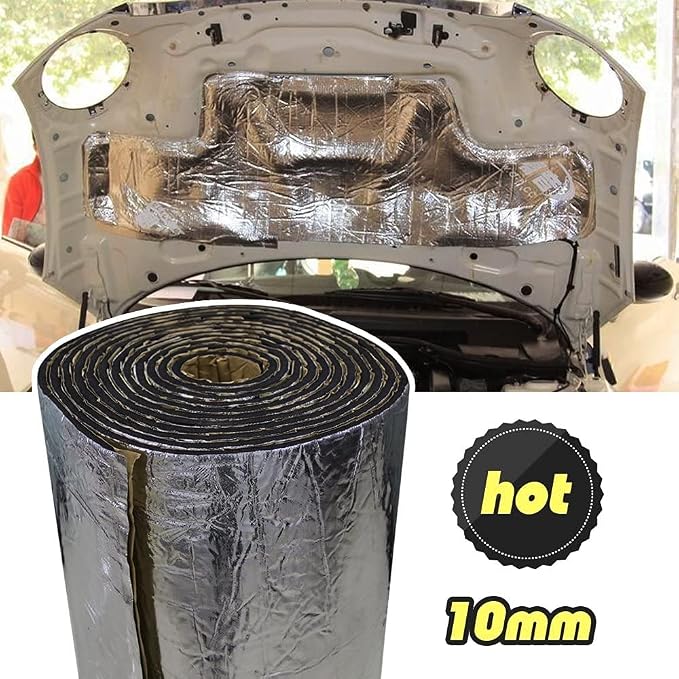 21.53 SqFT 10mm Heat Shield Thermal Sound Insulation Proofing Deadener Mat Car Noise Control Acoustic Dampening Moistureproof Waterproof (40"X80")