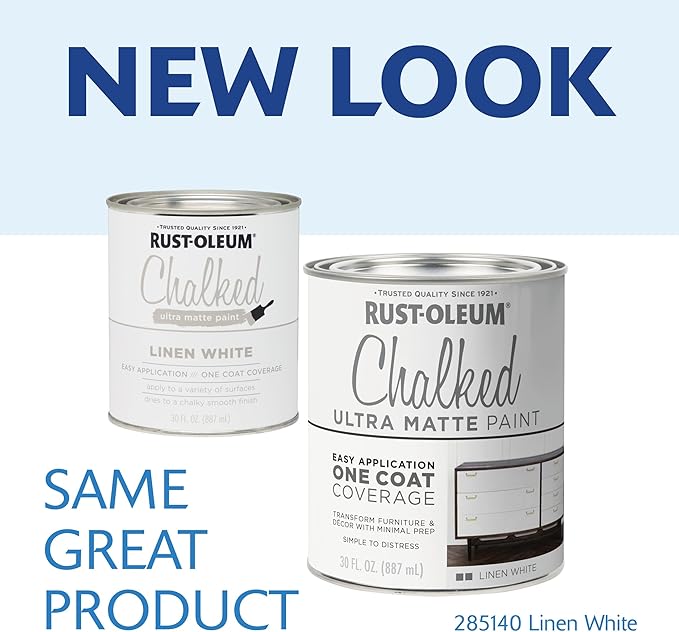 Rust-Oleum Linen White Chalked All-in-One Ultra Matte Paint | One Coat Coverage | No Primer, Sanding, Or Topcoat Needed | Easy Clean Up | Made in USA | 30 OZ